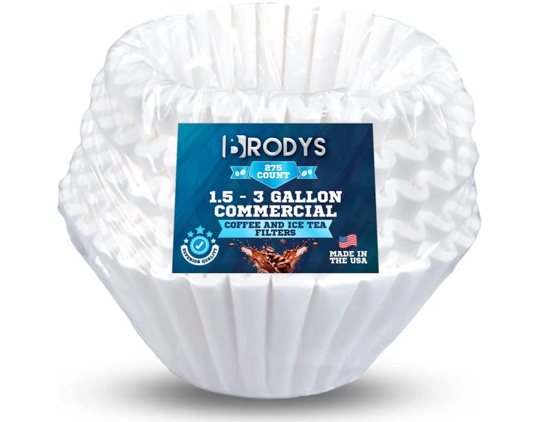 BRODYS مرشحات القهوة الكبيرة جدًا من Brodys - متوافقة مع ماكينات القهوة والشاي التجارية من Bunn بسعة 1.5 إلى 3 جالون - (عدد 275)، جدار بطول 33.02 سم × 12.7 سم، ورق طبيعي بالكامل، لا يوجد تدفق أرضي فوضوي - Image 4
